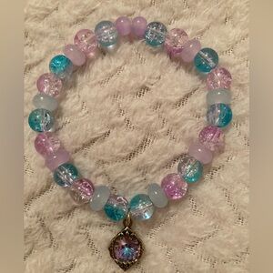 Handmade Pastel Beaded Bracelet with Charm